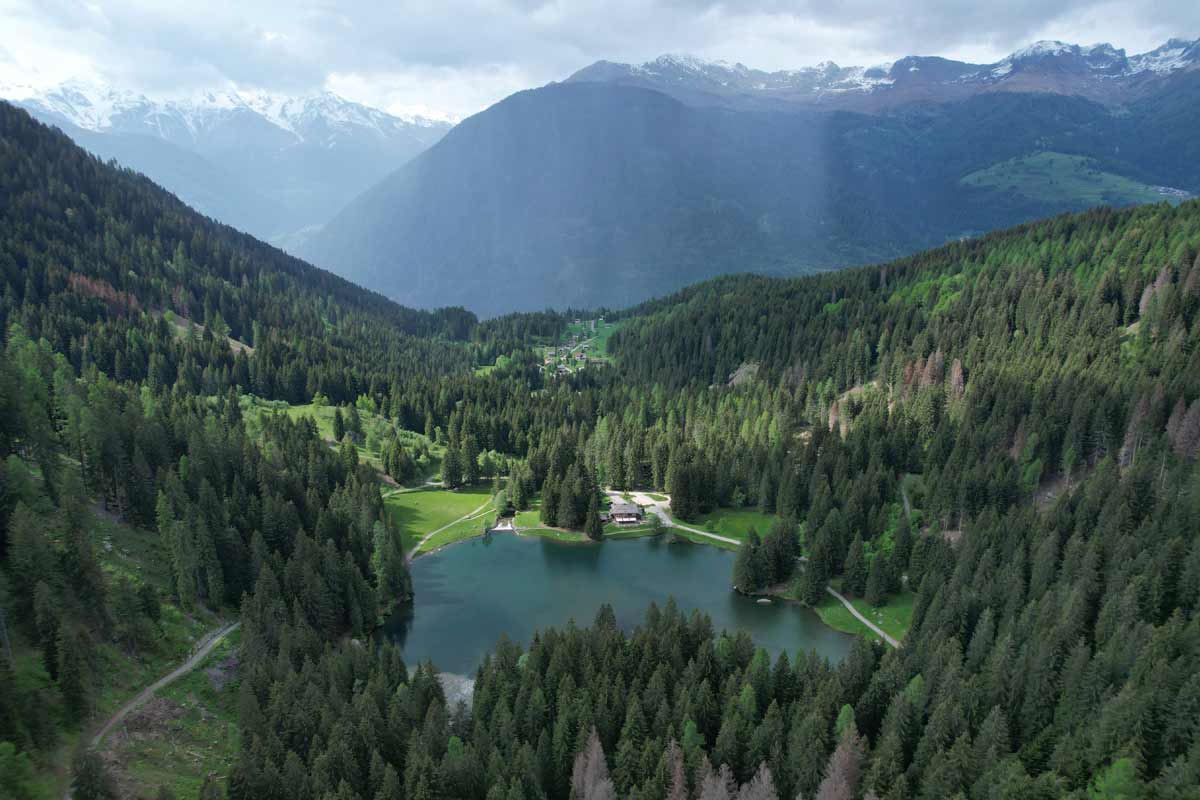 vista dall'alto sul lago dei Caprioli