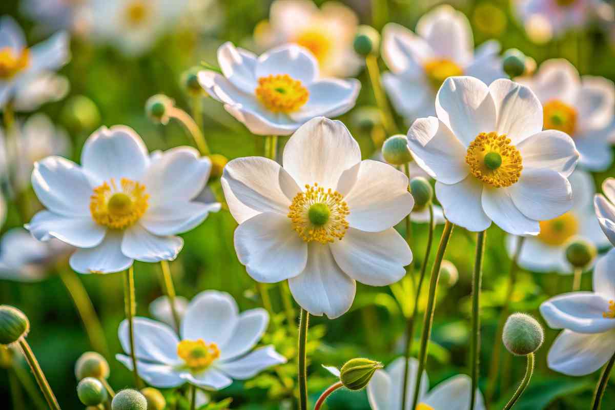 Anemone Giapponese con petali bianchi