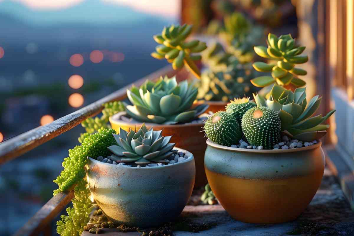 piante grasse sul balcone