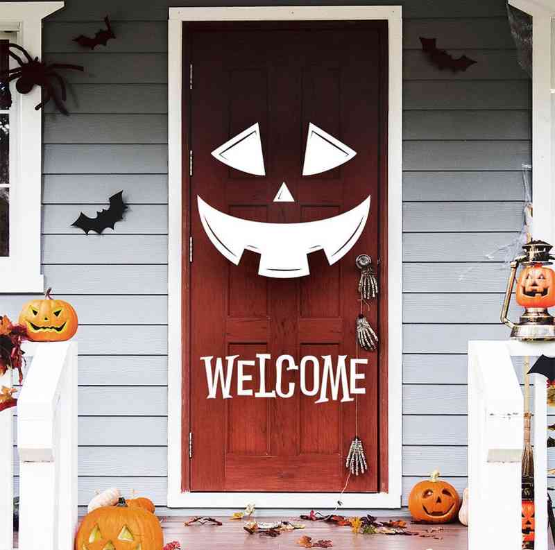 decorazione Halloween per porta d'ingresso con adesivi