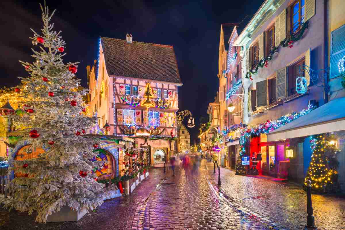 Colmar a Natale di sera