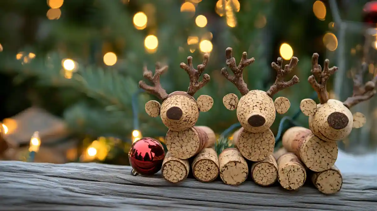 addobbi con i tappi di sughero per l'albero di Natale