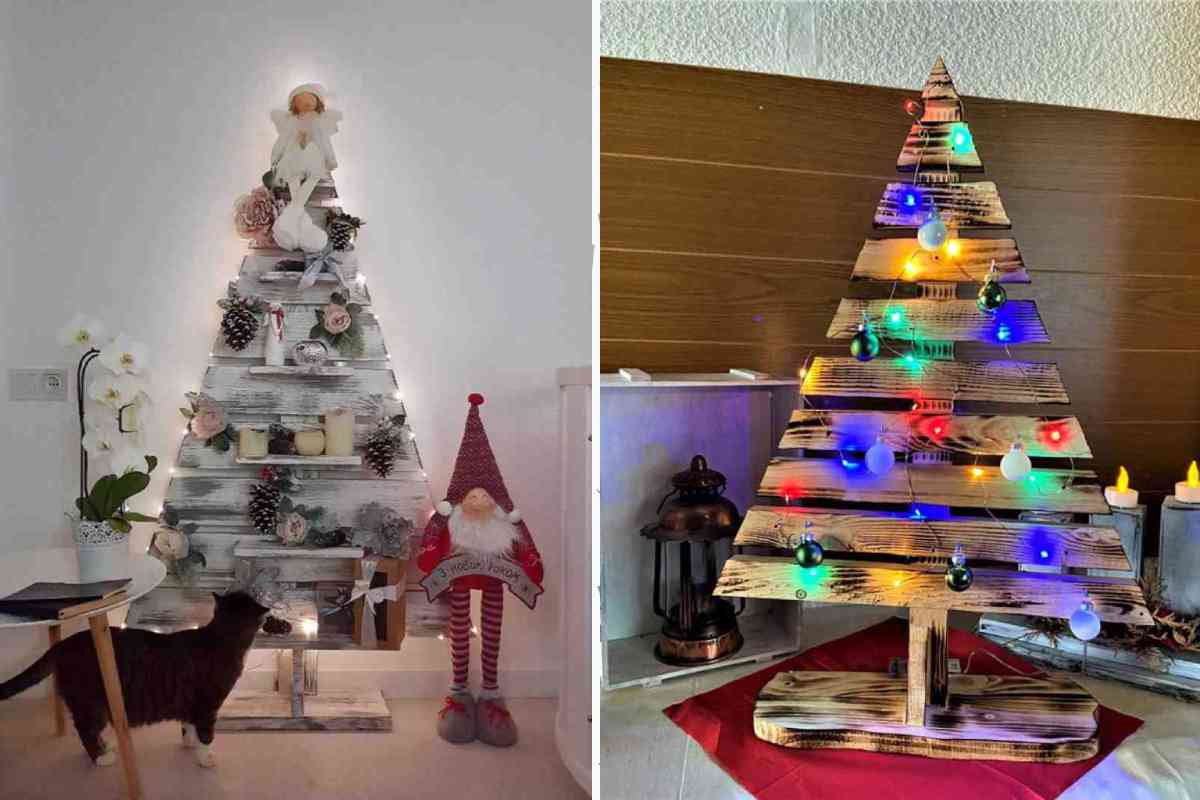 albero di natale fai da te con pallet