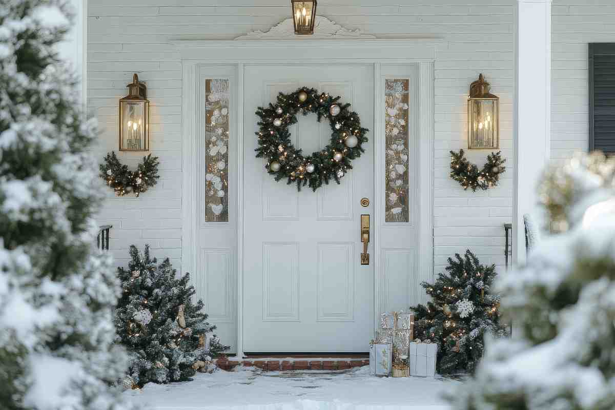 decorazione ingresso Natale bianco