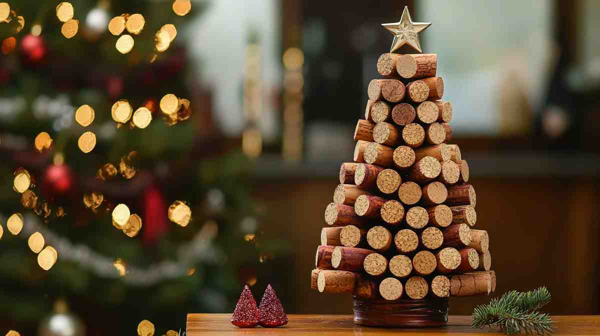 albero di natale con tappi di sughero