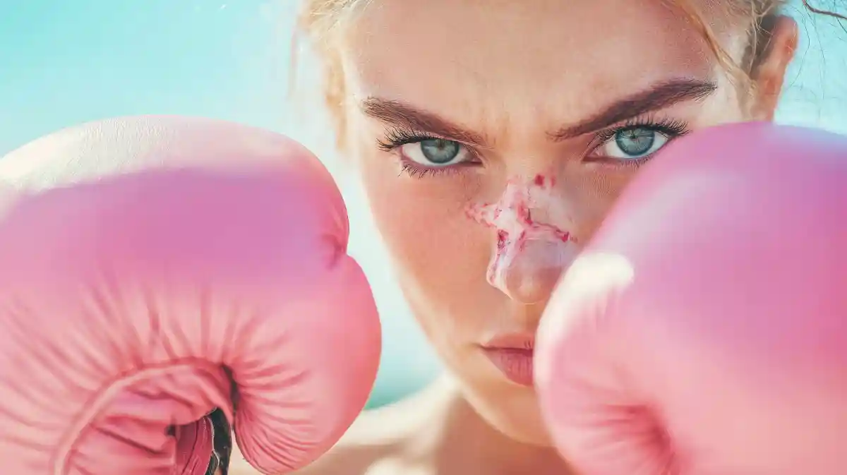 donna con guantoni da boxe non si arrende